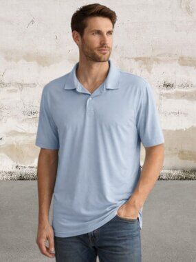 Peter Millar Men's Light Blue Featherweight Mélange Performance Polo XL